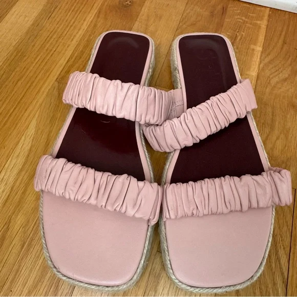 STAUD Maya Ruched Slide Espadrille Sandal in Pink Blush. EUC. 40 (9, 9.5, 10) - Picture 4 of 14